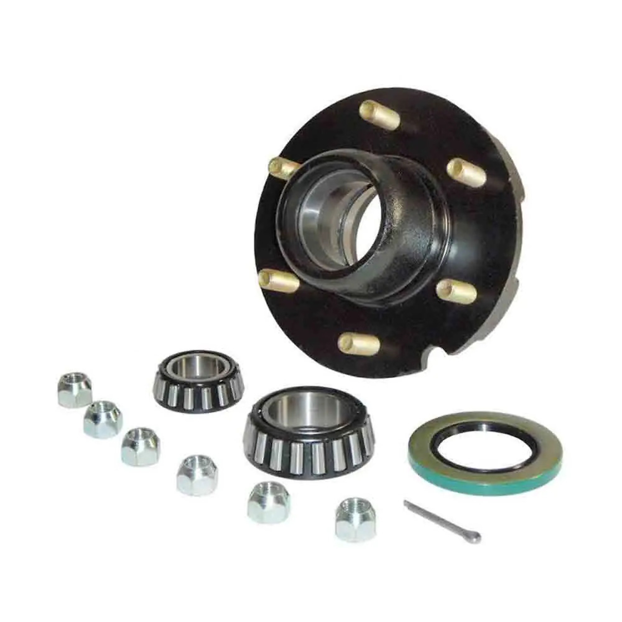 Rigid Hitch, 6-Bolt Idler Hub for 1-3/4 To 1-1/4 Tapered Spindle, 6-Bolt on 5 Inch Circle, For 5200 to 6000 lb Axle, 3K lb Capacity per Hub, Complete Assembly with EZ-Lube Cap, Model# H-1206-HD-02-EZ